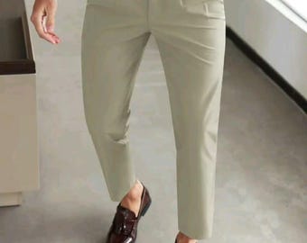 Pantaloni eleganti da uomo slim fit verde chiaro, pantaloni da ufficio moderni e sartoriali
