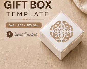 Elegant Gift Box Template, Laser Cut Wedding Favor Box, DXF PDF SVG Files, Instant Download