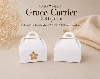 Wedding Favor Box Template SVG DXF PDF | Grace Carrier Box | Laser Cut Gift Box | Cricut Silhouette | Instant Download