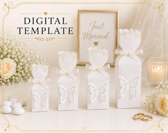 Downloaded Wedding Favor Box Template | SVG PDF DXF | 4 Sizes Included