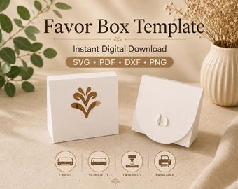 Digital Download Favor Box Template,  SVG Template,  Laser Cut File for Cricut and Silhouette