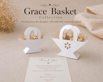 Wedding Favor Basket Template | Grace Basket Collection | SVG, DXF & PDF Files | Instant Download