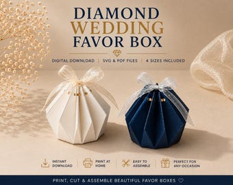 Digital Downloaded Diamond Wedding Favor Box Template | DXF SVG PDF Cut File