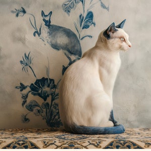 Ivory 23 Blue, Kadesh Solid Cats, Ivory Cat Posters. Digital File, Download and Print.