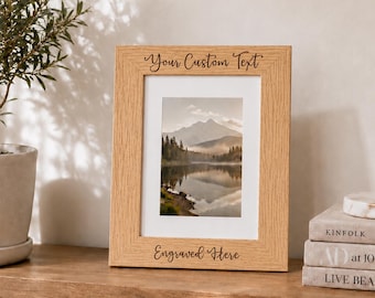 Personalized Picture Frame | Custom Engraved Wood Photo Frame for Any Occasion | Gift Keepsake Wedding Anniversary Memorial