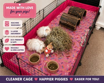 Custom Washable Fleece Guinea Pig Cage Liner C&C Bedding Absorbent U-Haul Pad 1x2 2x2 2x3 2x4 2x5 2x6 Midwest Rabbit Ferret Hedgehog Kavee
