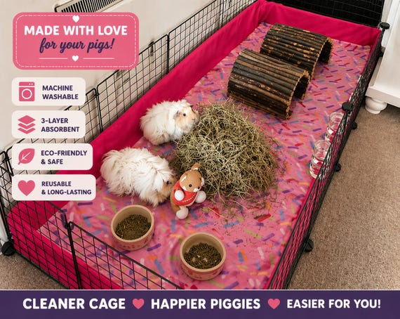 Custom Washable Fleece Guinea Pig Cage Liner C&C Bedding Absorbent U-Haul Pad 1x2 2x2 2x3 2x4 2x5 2x6 Midwest Rabbit Ferret Hedgehog Kavee