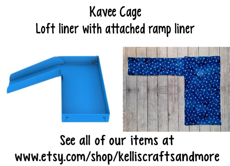 Loft liner 14x28 with attached ramp liner 7x24 Kavee cage Custom Guinea Pig Fleece Cage liner C&C cages image 1