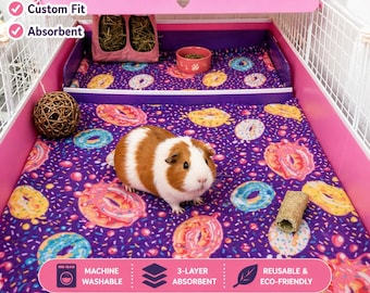 Custom Fleece cage pad liner ultra absorbent U-Haul Core 1x2–2x6 C&C Washable Reusable Bedding for Small Animals guinea pig