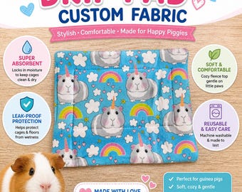 Guinea Pig Fleece Pee Pads: Absorbent Washable Cage Liner Set (2x)