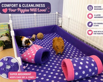 Custom Fleece C&C Cage Liner Guinea Pig Bedding 1x2 2x2 2x3 2x4 2x5 2x6 Washable Absorbent U-Haul Pad Ferret Small Animal Cage Liner