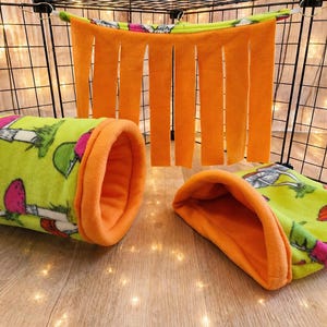 Give your small pets the cozy hideaway they deserve with this Guinea Pig Tunnel Bed, designed for comfort, play, and stress-free snuggling. This soft tunnel creates the perfect safe space. This washable small animal hideout is ideal for guinea pigs, hedgehogs, ferrets, chinchillas, and other small pets.
Features reinforced, structured openings on both ends to help it stay open, making it easy for your pets to enter, exit, and explore. It’s perfect for playtime or nap time.