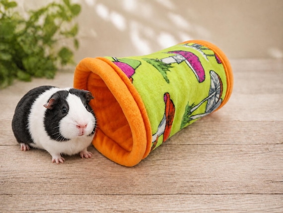Guinea Pig Fleece Tunnel – Washable Stay-Open Double-Exit Small Pet Hideout
