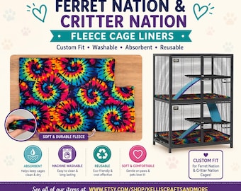 Ferret Nation Cage Liner – Critter Nation Fleece Liner – Washable Absorbent Bedding – Custom fleece for Small Pets