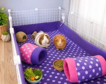 Easy-Clean Fleece Cage Liner for Guinea Pig Rabbit Ferret Hedgehog very Absorbent Liner and Custom Cage Liner