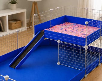Guinea Pig Fleece Cage Liner: Wide Loft, Ramp Notch - 28x28"