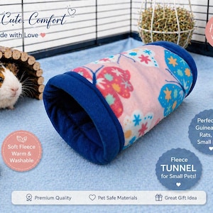 Give your small pets the cozy hideaway they deserve with this Guinea Pig Tunnel Bed, designed for comfort, play, and stress-free snuggling. This soft tunnel creates the perfect safe space. This washable small animal hideout is ideal for guinea pigs, hedgehogs, ferrets, chinchillas, and other small pets.
Features reinforced, structured openings on both ends to help it stay open, making it easy for your pets to enter, exit, and explore. It’s perfect for playtime or nap time.