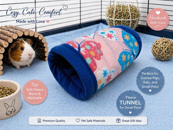 Guinea Pig Tunnel Bed, Double Exit Small Animal Hideout