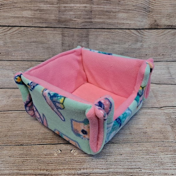 Custom Fleece Square Cozy bed with removable potty pads hedgehog guinea pig ferret hamster rat rabbit and other small animals cavy