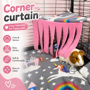 Custom Fleece Corner Hideaway Curtain for Small Pet Cages – Washable Bedding