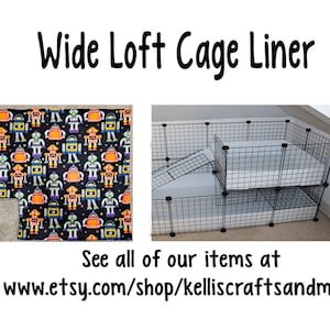 Wide loft liner 28x28 with ONE notched cutout for the ramps 2x2 Custom Guinea Pig Fleece Cage liner C&C cages image 1