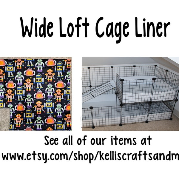 Wide loft liner 28x28" with ONE notched cutout for the ramps 2x2 Custom Guinea Pig Fleece Cage liner C&C cages