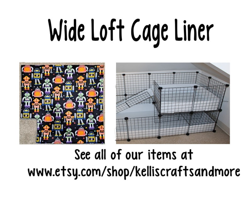 Wide loft liner 28x28 with ONE notched cutout for the ramps 2x2 Custom Guinea Pig Fleece Cage liner C&C cages image 1