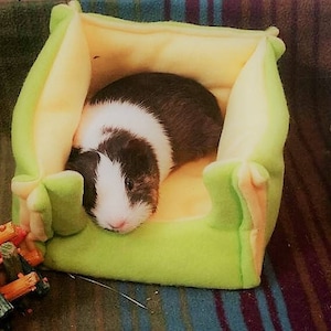 Custom Fleece Square Cozy bed with removable potty pads hedgehog guinea pig ferret hamster rat rabbit and other small animals cavy image 2