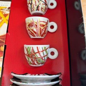 Illy Collection Espressokopjes James Rosenquist (6 kopjes + schoteltjes, 1995, originele verpakking) afbeelding 4