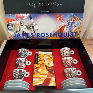 Illy Collection Espressokopjes James Rosenquist (6 kopjes + schoteltjes, 1995, originele verpakking) afbeelding 2