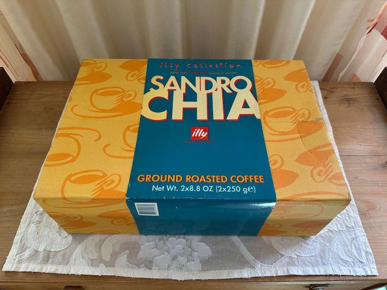 Collection Illy de tasses à expresso Sandro Chia (6 tasses + soucoupes, 1997, emballage d'origine) image 1