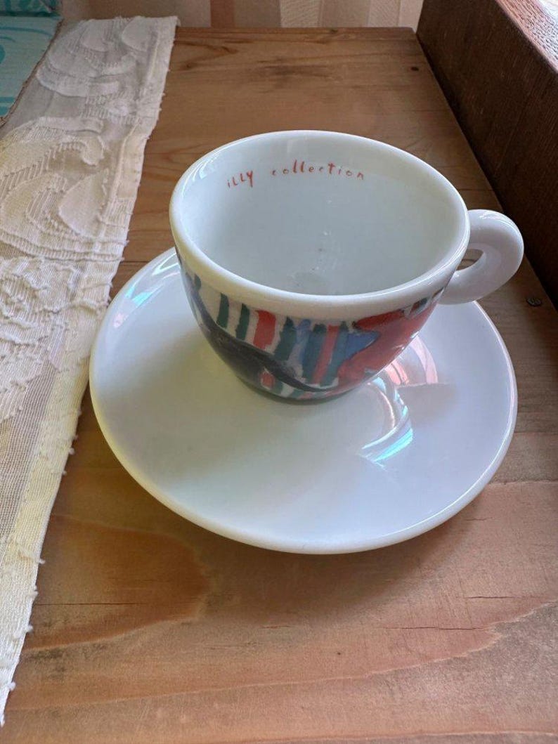 Collection Illy de tasses à expresso Sandro Chia (6 tasses + soucoupes, 1997, emballage d'origine) image 5
