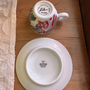 Collection Illy de tasses à expresso Sandro Chia (6 tasses + soucoupes, 1997, emballage d'origine) image 6