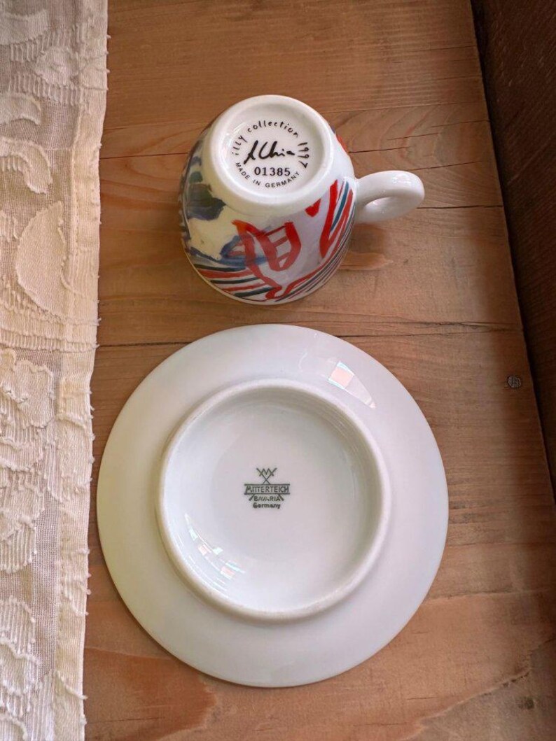 Collection Illy de tasses à expresso Sandro Chia (6 tasses + soucoupes, 1997, emballage d'origine) image 6