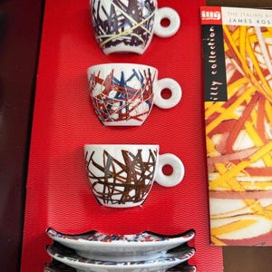 Illy Collection Espressokopjes James Rosenquist (6 kopjes + schoteltjes, 1995, originele verpakking) afbeelding 3