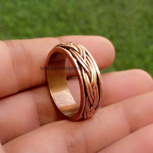 Anello girevole in rame puro al 100%, anello in rame fatto a mano, anello per pollice, anello avvolgente in rame, anello girevole, anello a fascia singola, regalo di Natale