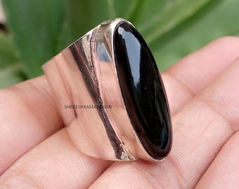 Black Onyx Gemstone Ring*925 Sterling Silver Ring*Handmade ring* Statement Ring*Designer Ring*Unisex Ring *Oval shape Ring*Gift For Her