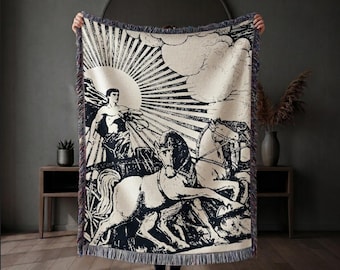 Woven Blanket Art Nouveau Sun and Swan | Decorative Throw