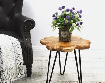 Handmade Turkish Cedar Root Live Edge Coffee Table, Rustic Solid Wood Accent Furniture