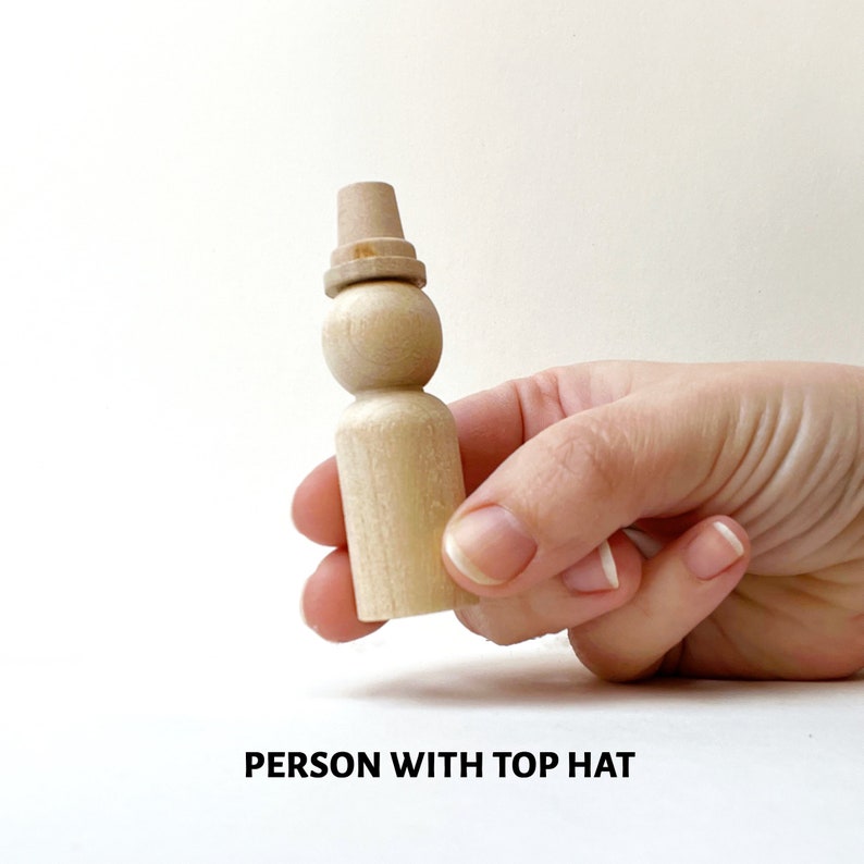 Peg doll people blanks People with buns, topknot, low bun, top hat image 5