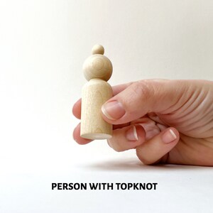 Peg doll people blanks People with buns, topknot, low bun, top hat image 6