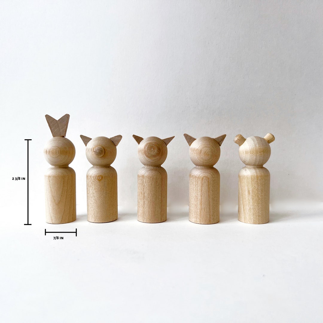 Peg Legged Rabbit Peg Doll Animal Blanks - Rabbit, Wolf, Fox, Bear, Cat, Dog - Etsy