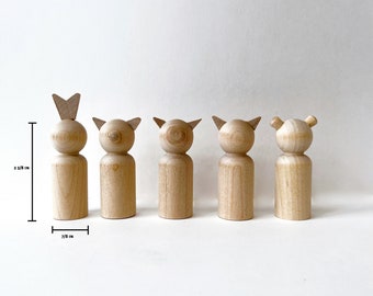 Peg doll animal blanks - Rabbit, Wolf, Fox, Bear, Cat, Dog