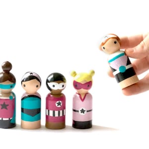Super Hero Girls Peg Dolls - wooden toys for kids