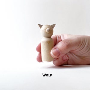 Peg doll animal blanks Rabbit, Wolf, Fox, Bear, Cat, Dog image 4