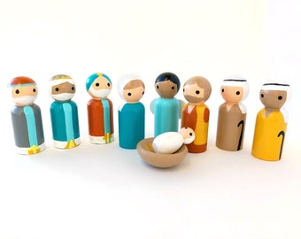 Nativity Peggie Set - Christmas Holiday Peg dolls