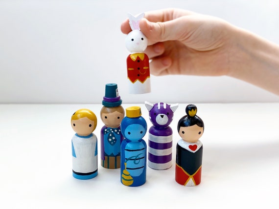 Cute Toys for Kids Alice in Wonderland Cute Toys Wooden Peg Dolls