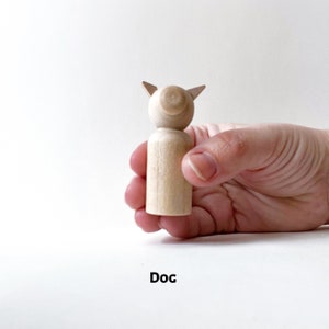 Peg doll animal blanks Rabbit, Wolf, Fox, Bear, Cat, Dog image 5