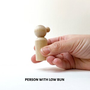 Peg doll people blanks People with buns, topknot, low bun, top hat image 4