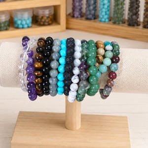 Handgemachtes 8 mm Natürliches Kristall Perlen Armband, Edelstein Stretch Armband, Heilstein Schmuck Geschenk für Paare und Alltagskleidung